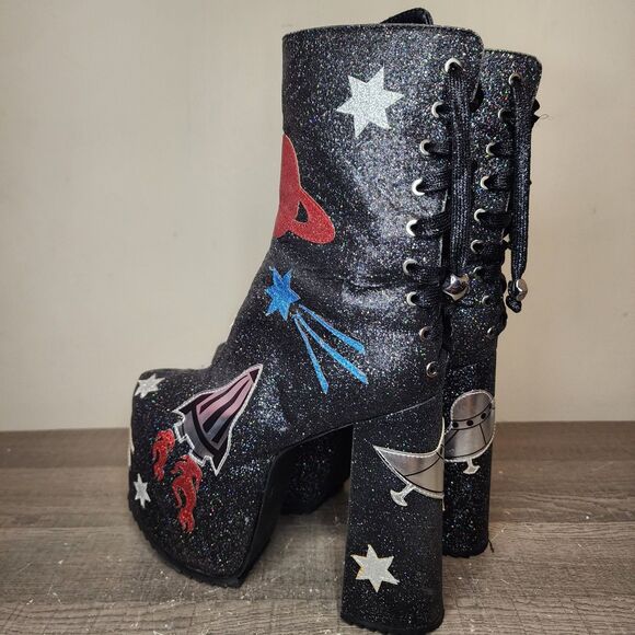 Current Mood Platform Boots Space Invasion Dolls Kill Goth Punk Womens 8 - Picture 7 of 16